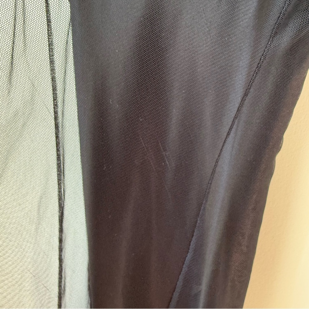 Vintage 90s Betsey Johnson Layered Mesh Overlay Maxi Slip Dress Black - Picture 4 of 8